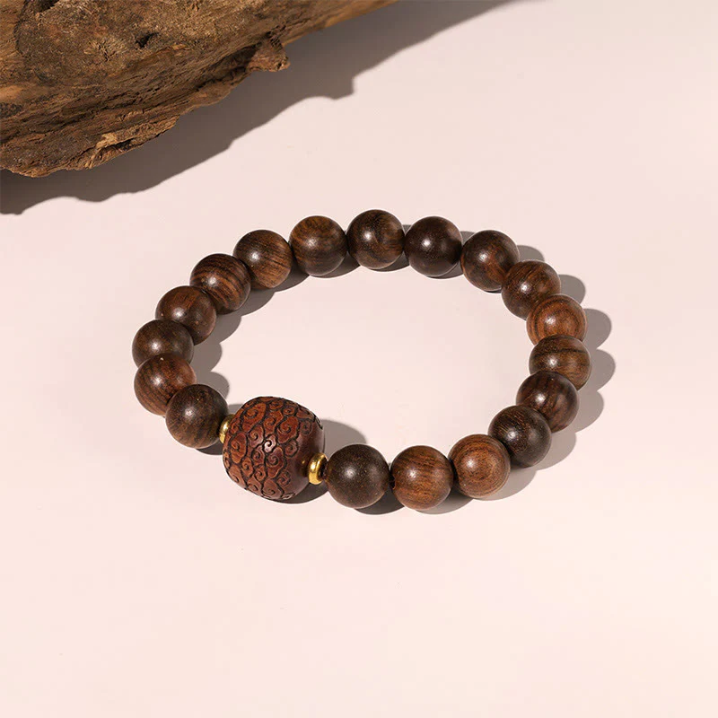 Braccialetto di calore con motivo in bambù , Buddha Stones, legno di palissandro, nuvole di buon auspicio, totem, carattere Fu - Image 3
