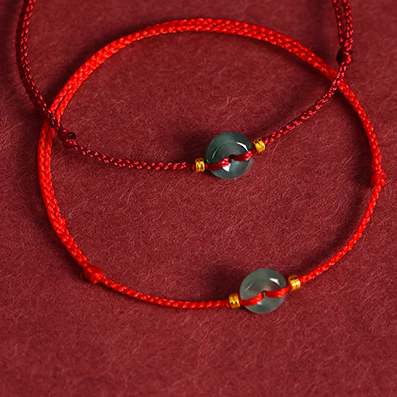 Braccialetto di collegamento alla cavigliera con fibbia della pace, Buddha Stones , monete di rame e giada rossa - Image 10