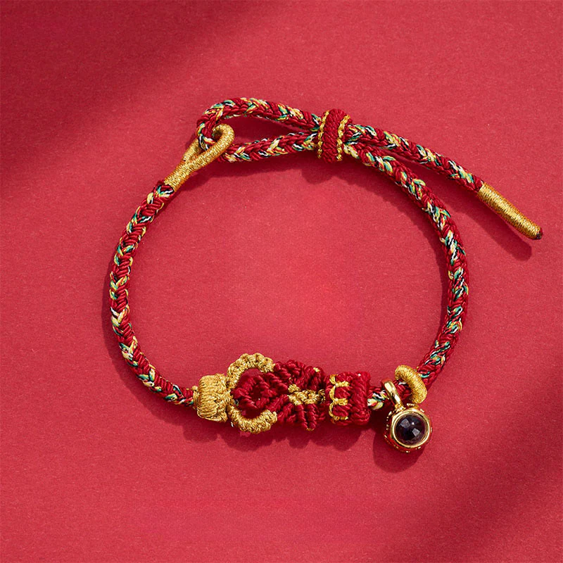 Braccialetto di collegamento con nodi di Buddha intrecciati a mano, pietra di proiezione in corda Buddha Stones