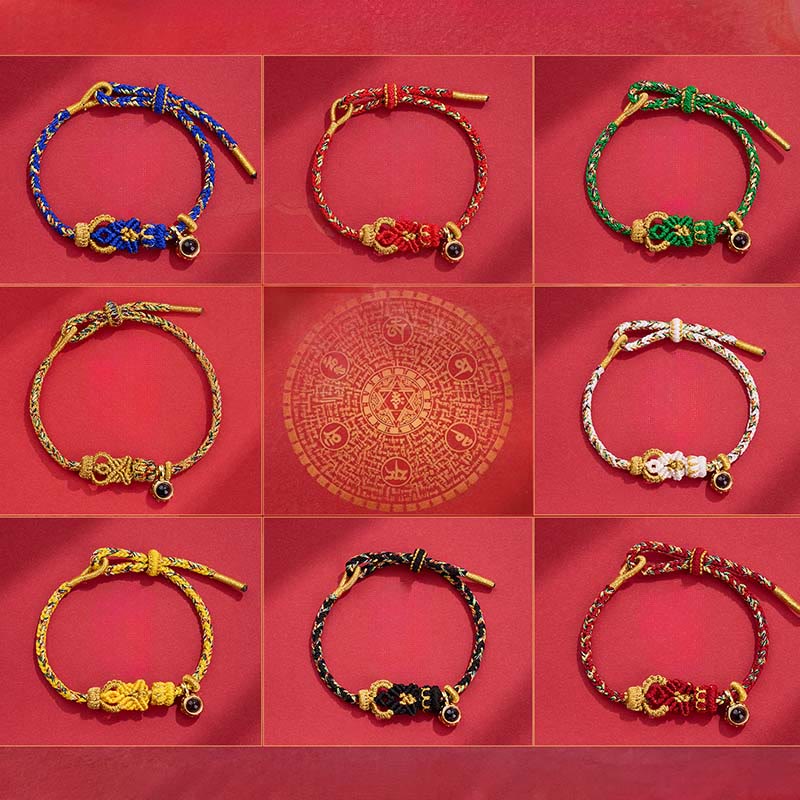 Braccialetto di collegamento con nodi di Buddha intrecciati a mano, pietra di proiezione in corda Buddha Stones - Image 13