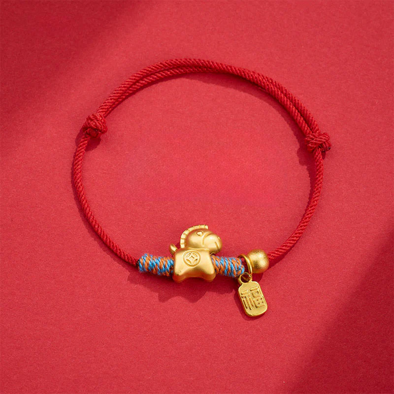 Braccialetto di collegamento fortunato con corda intrecciata a mano, carattere Fu, anno del cavallo , Buddha Stones - Image 2