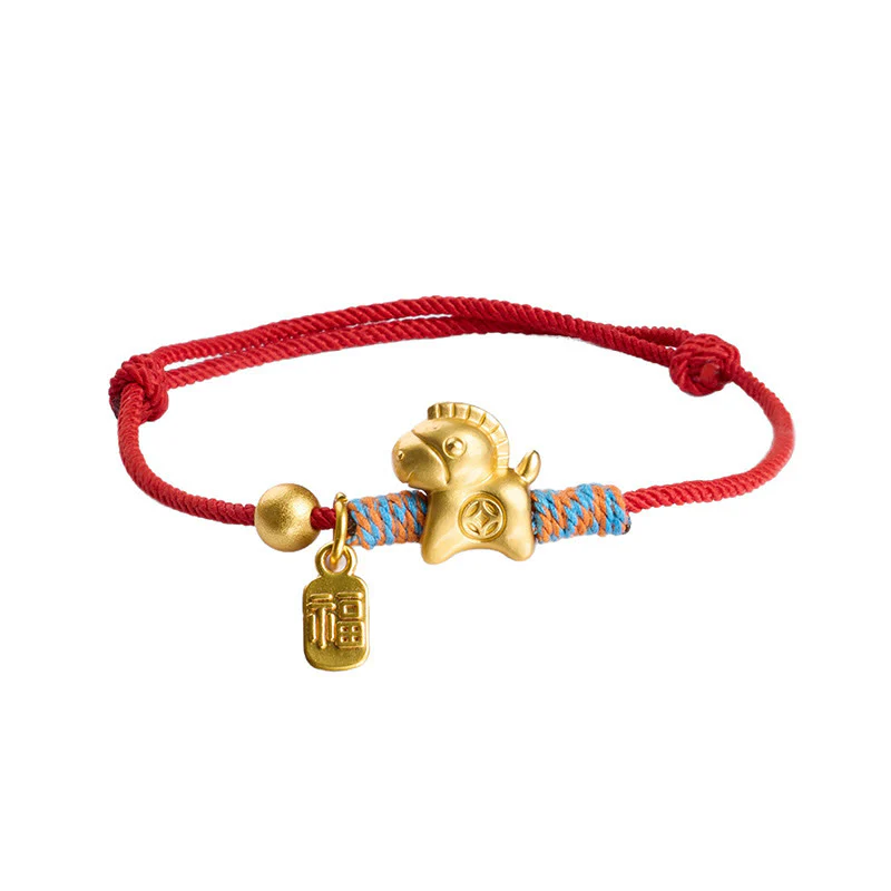 Braccialetto di collegamento fortunato con corda intrecciata a mano, carattere Fu, anno del cavallo , Buddha Stones - Image 4