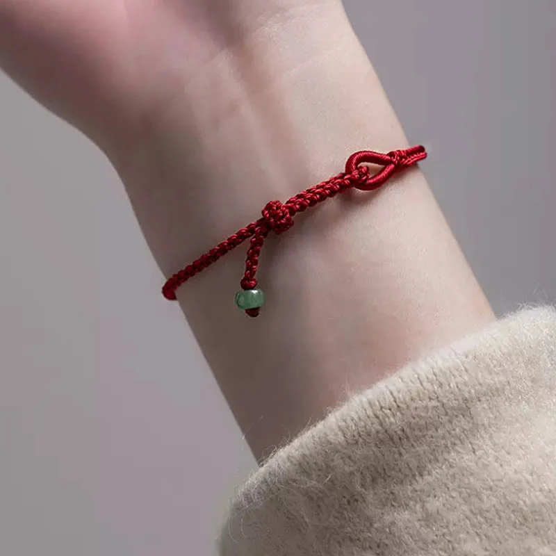 Braccialetto di collegamento in giada con filo rosso Buddha Stones - Image 4