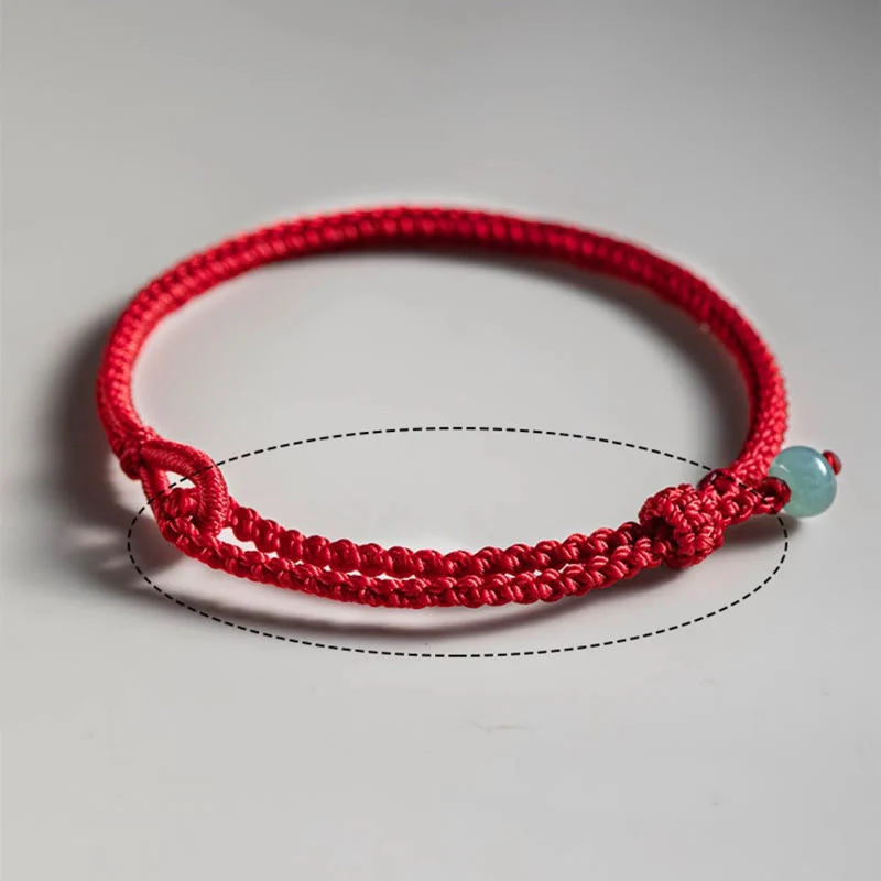 Braccialetto di collegamento in giada con filo rosso Buddha Stones - Image 8