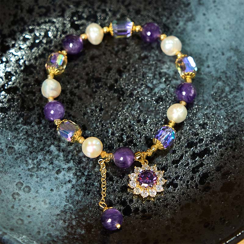 Braccialetto di comunicazione con perle di ametista naturale e girasole Buddha Stones - Image 6