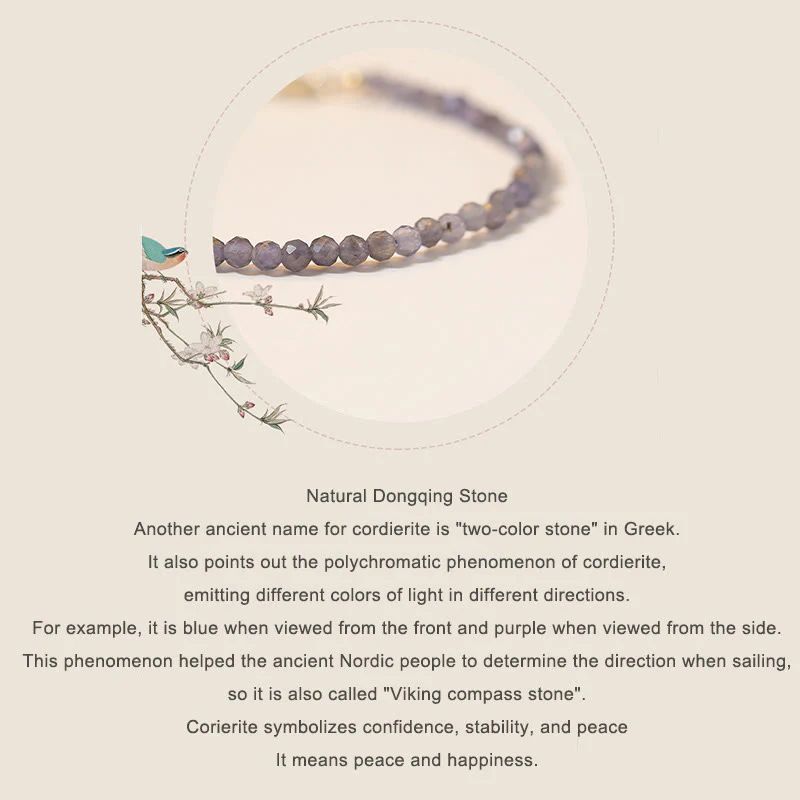 Braccialetto di comunicazione in rame placcato oro 14k con perline ultrasottili in ametista e iolite da 3 mm Buddha Stones - Image 9