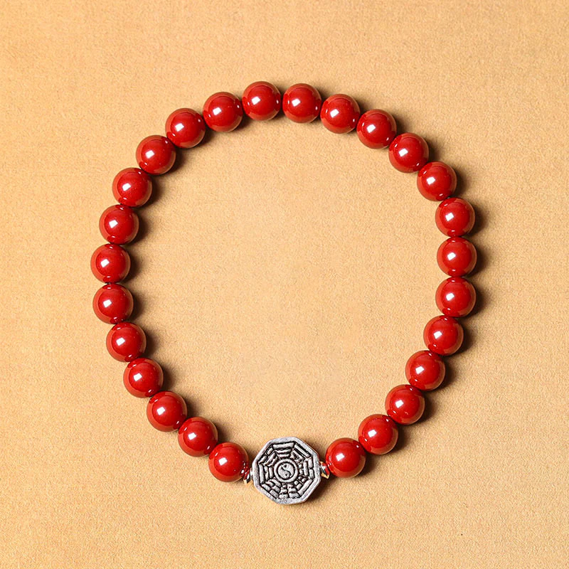 Braccialetto di concentrazione in corda di cinabro con simbolo Yin Yang Bagua in argento sterling 925 Buddha Stones - Image 15