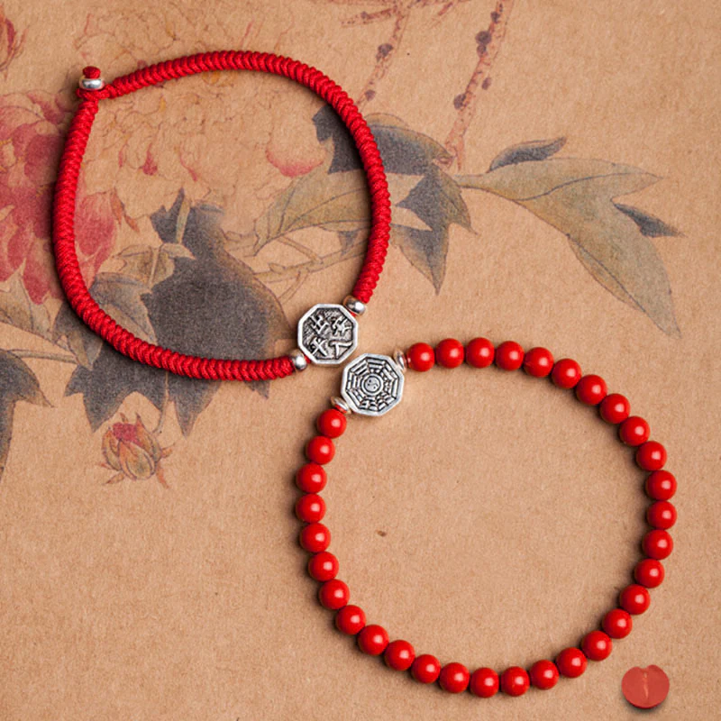 Braccialetto di concentrazione in corda di cinabro con simbolo Yin Yang Bagua in argento sterling 925 Buddha Stones - Image 6