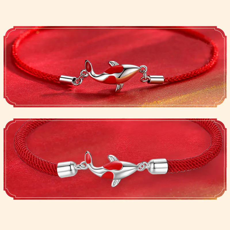 Braccialetto di coppia a catena intrecciata con pesce koi, fortuna e ricchezza, Buddha Stones - Image 11