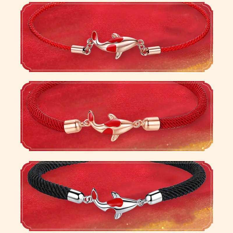 Braccialetto di coppia a catena intrecciata con pesce koi, fortuna e ricchezza, Buddha Stones - Image 9