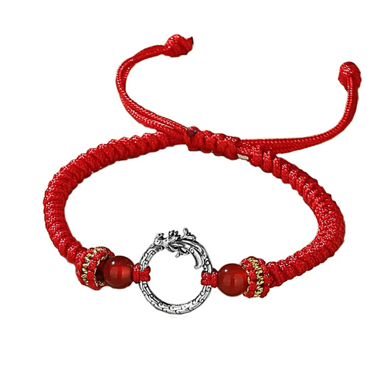 Braccialetto di coppia con fibbia della pace e fortuna dell'anno del drago e della fenice, fatto a mano in argento sterling 925 , Buddha Stones - Image 7