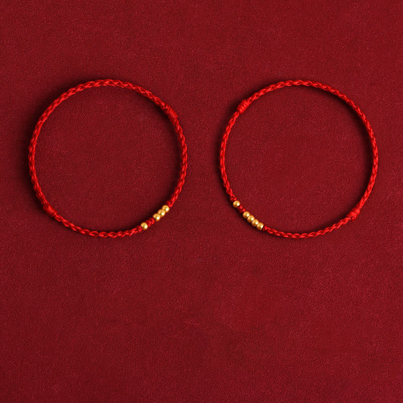 Braccialetto di coppia con protezione intrecciata in perline d'oro 999 Buddha Stones - Image 18