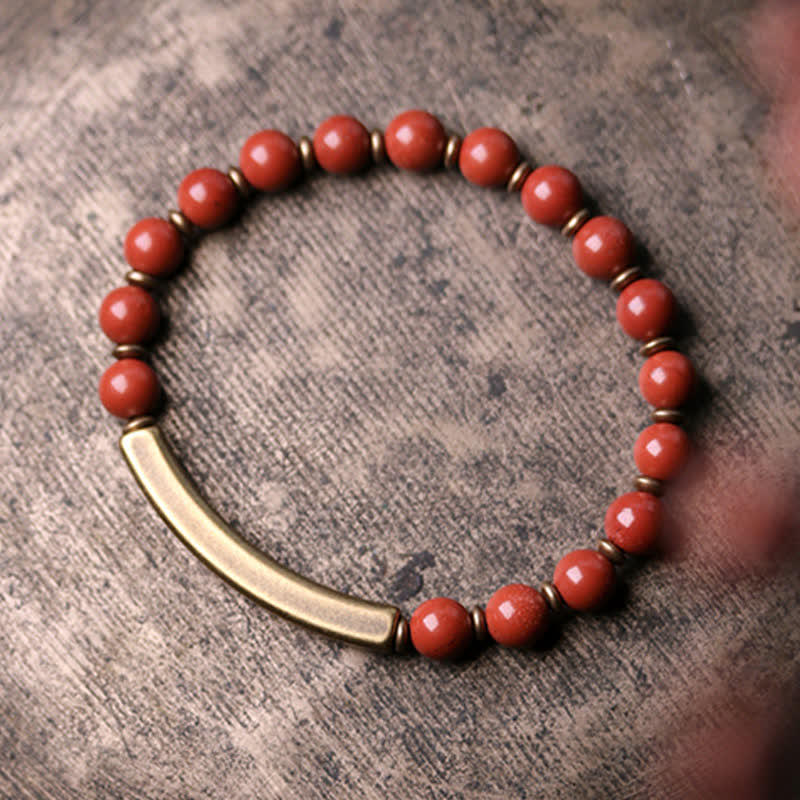 Braccialetto di coppia della pace in cristallo di rame, diaspro rosso, agata muschiata, ossidiana nera e Buddha Stones - Image 13