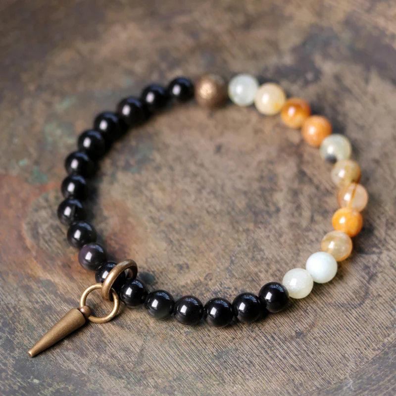 Braccialetto di coppia in cristallo di rame, ossidiana nera, sodalite e pietre Buddha Stones - Image 19