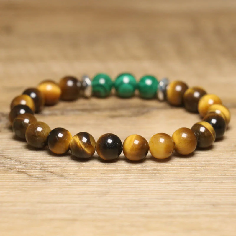 Braccialetto di coraggio con occhio di tigre verde e pietre Buddha Stones - Image 10