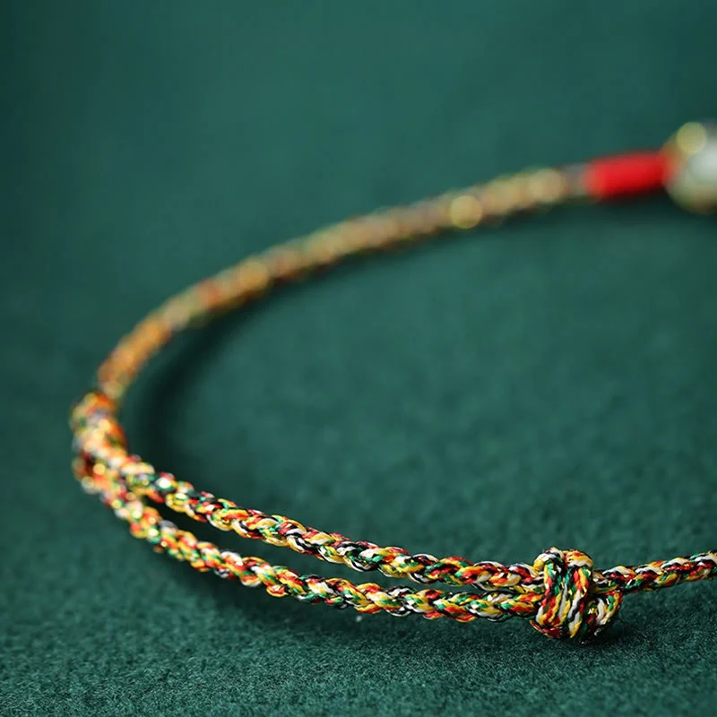 Braccialetto di corda colorata con fibbia di pace in giada e Buddha Stones fatto a mano - Image 3