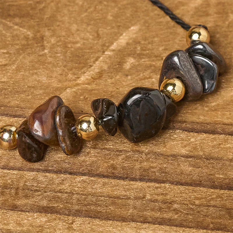 Braccialetto di corda con carta di protezione in pirite, tormalina nera, occhio di tigre Buddha Stones - Image 5