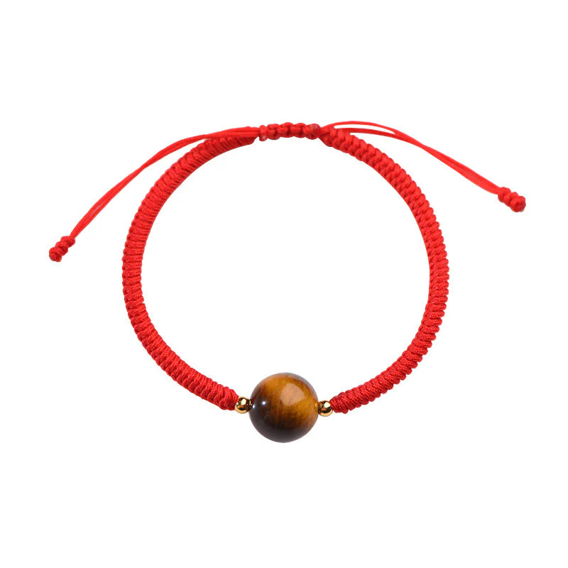 Braccialetto di corda di protezione della fortuna con perline di occhio di tigre fatto a mano Buddha Stones - Image 10
