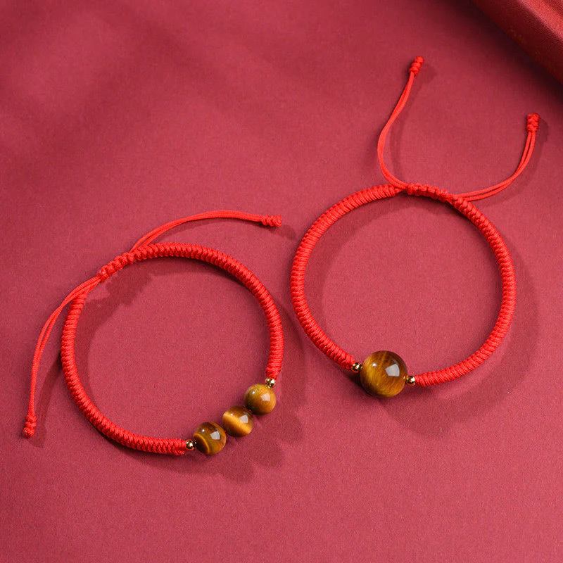 Braccialetto di corda di protezione della fortuna con perline di occhio di tigre fatto a mano Buddha Stones - Image 14