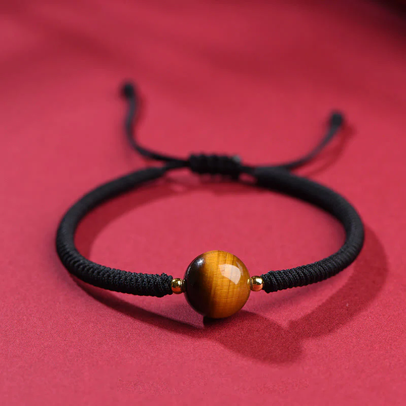Braccialetto di corda di protezione della fortuna con perline di occhio di tigre fatto a mano Buddha Stones - Image 15