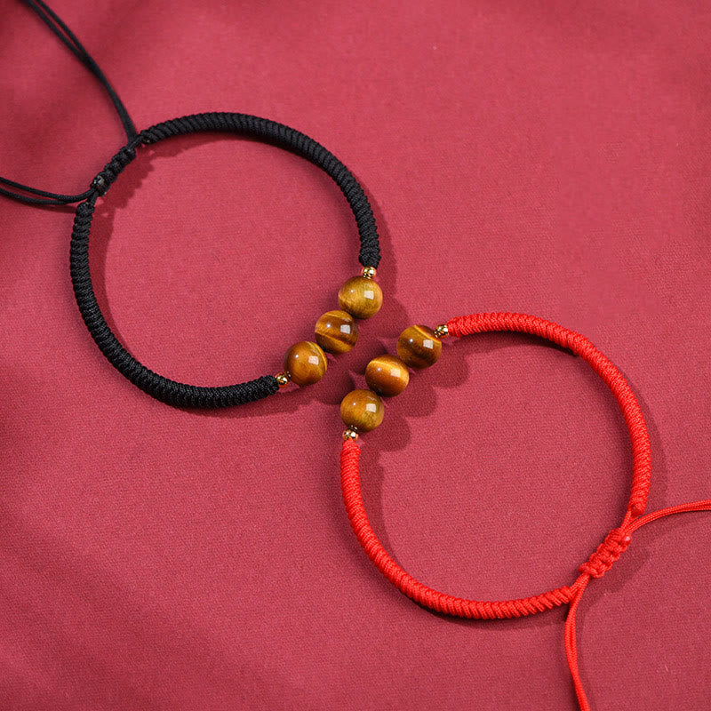 Braccialetto di corda di protezione della fortuna con perline di occhio di tigre fatto a mano Buddha Stones - Image 17