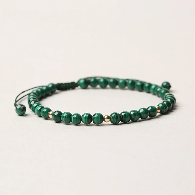 Braccialetto di protezione e calma con Buddha Stones in malachite naturale da 4 mm - Image 4