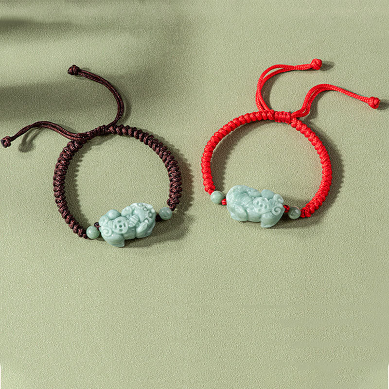 Braccialetto di corda intrecciata con Buddha Stones King Kong in giada naturale PiXiu fatto a mano - Image 11