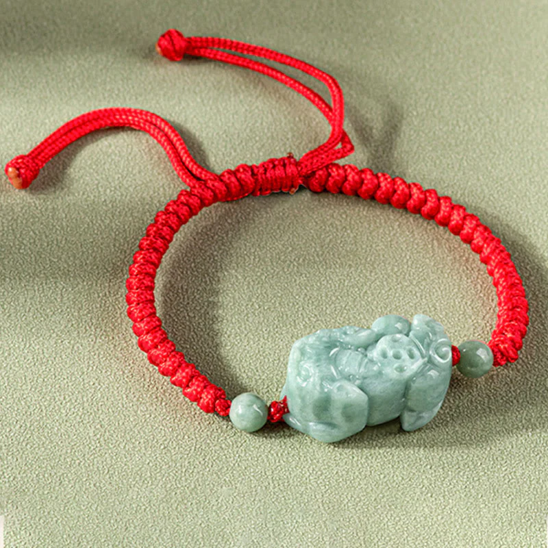 Braccialetto di corda intrecciata con Buddha Stones King Kong in giada naturale PiXiu fatto a mano - Image 2
