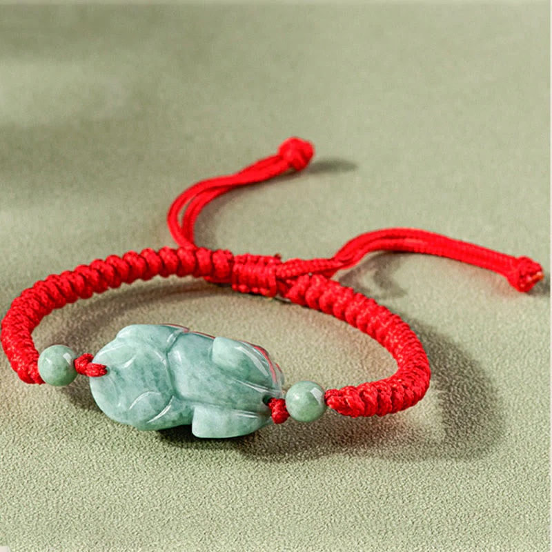 Braccialetto di corda intrecciata con Buddha Stones King Kong in giada naturale PiXiu fatto a mano - Image 5