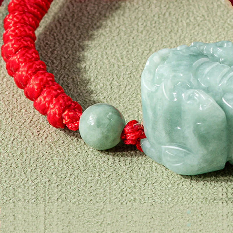 Braccialetto di corda intrecciata con Buddha Stones King Kong in giada naturale PiXiu fatto a mano - Image 6