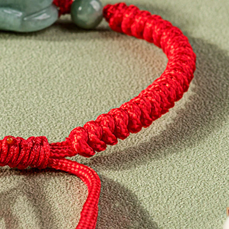 Braccialetto di corda intrecciata con Buddha Stones King Kong in giada naturale PiXiu fatto a mano - Image 8
