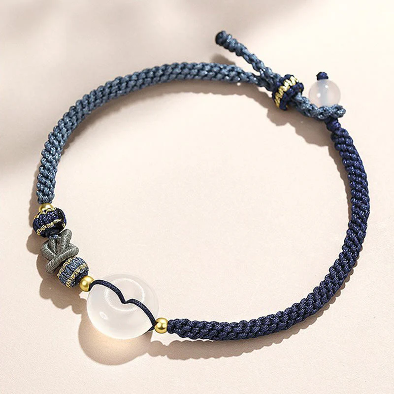 Braccialetto di corda intrecciata con fibbia in agata bianca fatta a mano con Buddha Stones , fortuna, felicità e protezione - Image 10