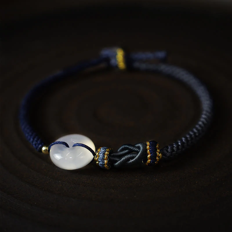 Braccialetto di corda intrecciata con fibbia in agata bianca fatta a mano con Buddha Stones , fortuna, felicità e protezione - Image 11