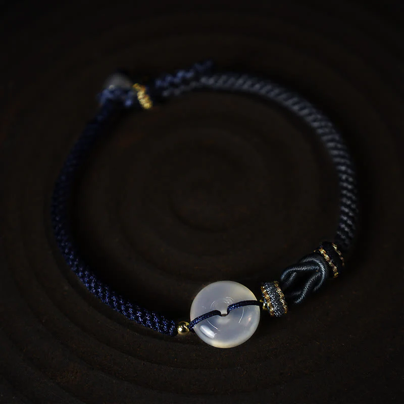 Braccialetto di corda intrecciata con fibbia in agata bianca fatta a mano con Buddha Stones , fortuna, felicità e protezione - Image 12