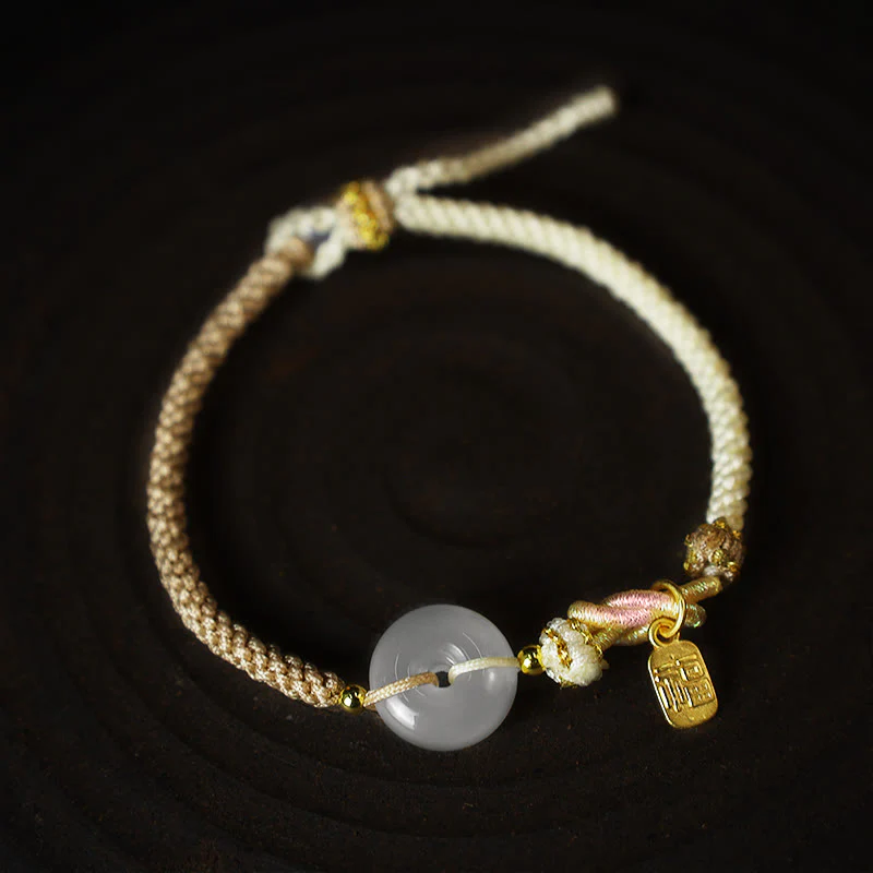 Braccialetto di corda intrecciata con fibbia in agata bianca fatta a mano con Buddha Stones , fortuna, felicità e protezione - Image 6