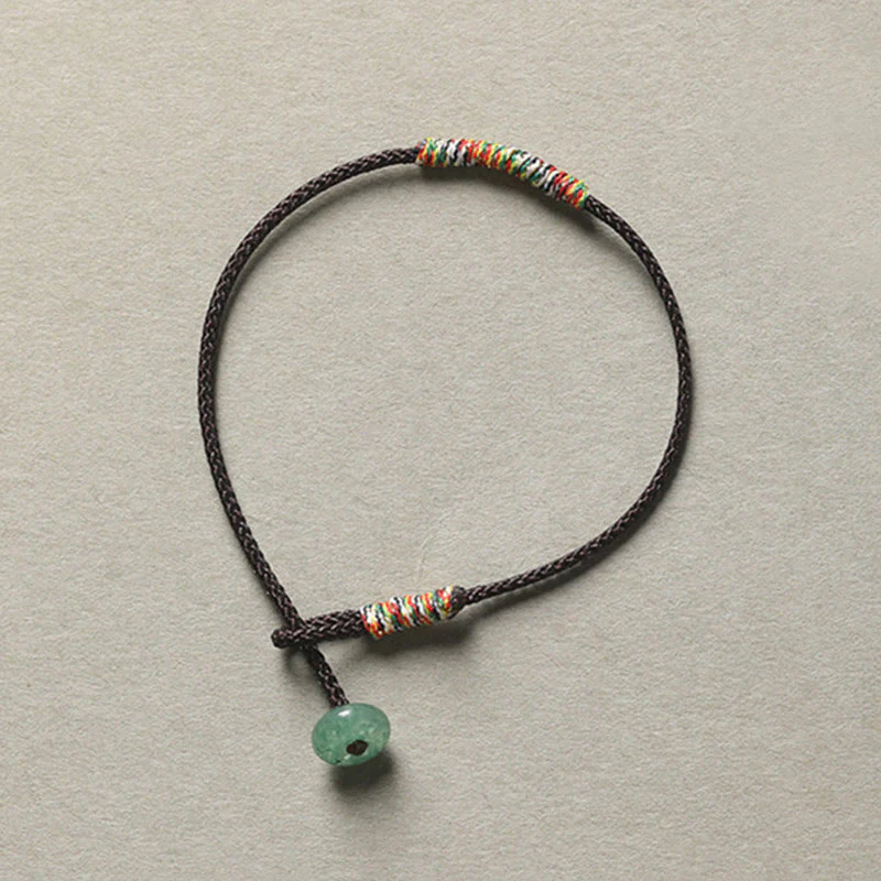 Braccialetto di corda intrecciata con protezione dalla fortuna in avventurina verde tibetana fatta a mano Buddha Stones - Image 10
