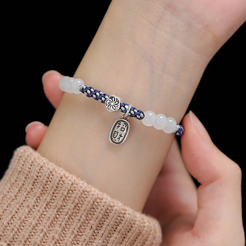 Braccialetto di corda portafortuna fatto a mano con Buddha Stones
