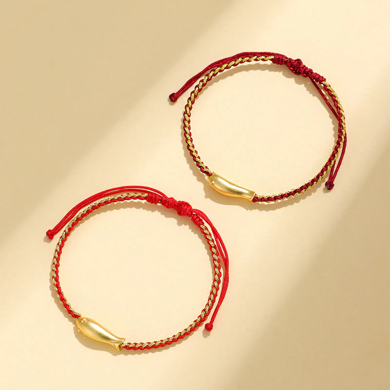 Braccialetto di corda protettiva con pesce koi portafortuna in argento sterling 999 Buddha Stones - Image 17