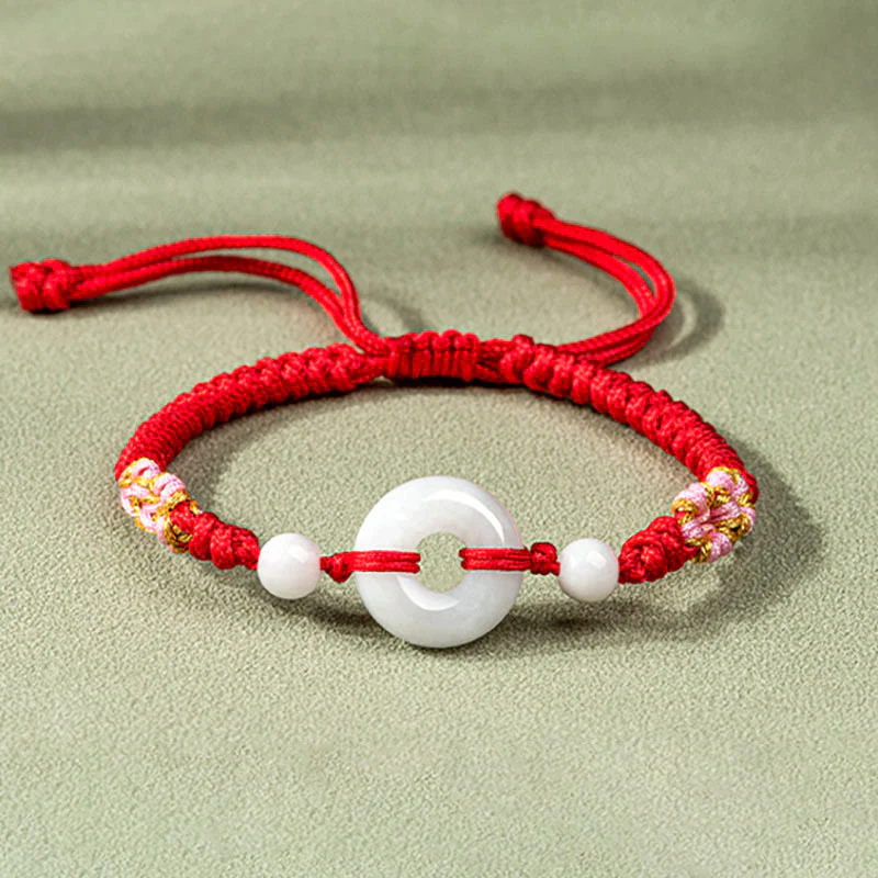 Braccialetto di corda rossa Buddha Stones Jade Luck Abbondanza
