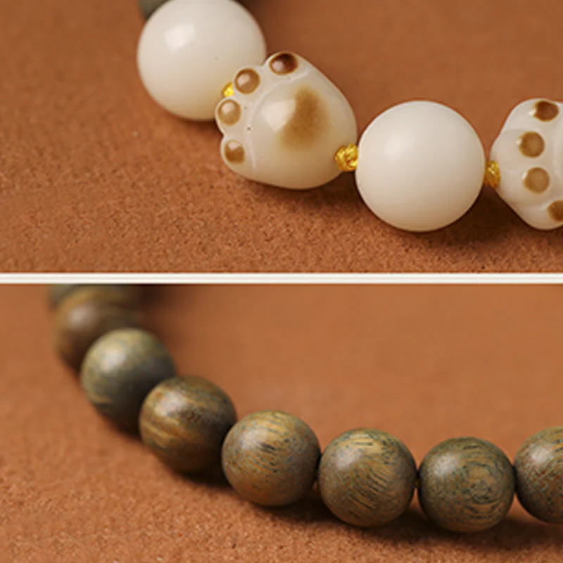 Braccialetto di cura per artigli di zampa di gatto con semi di Bodhi di sandalo verde naturale Buddha Stones - Image 8