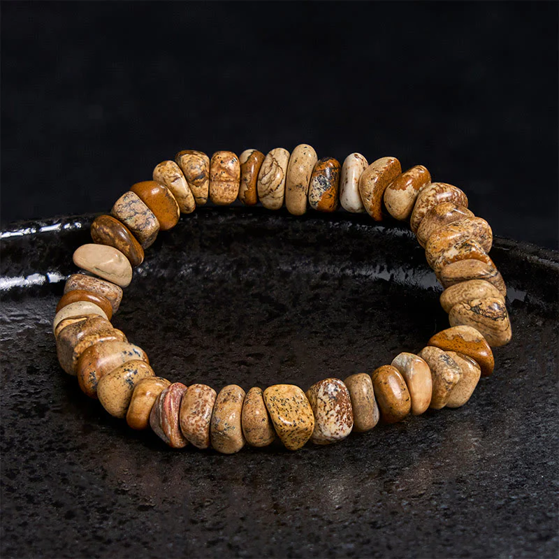 Braccialetto di equilibrio con blocchi irregolari di diaspro Buddha Stones - Image 3