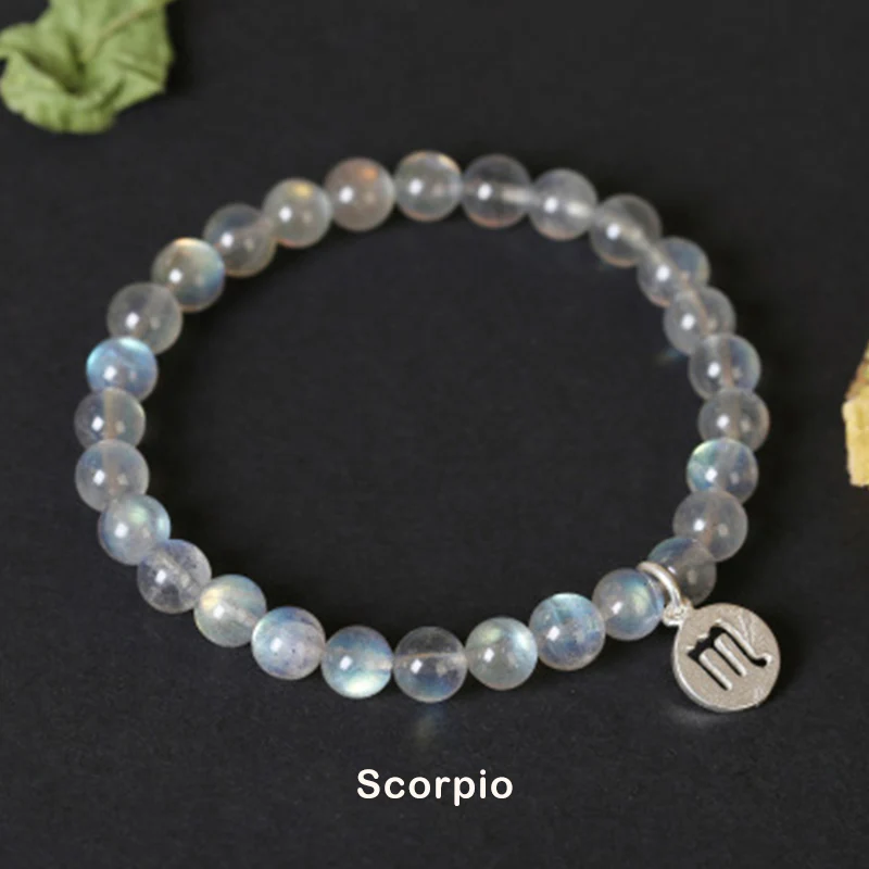 Braccialetto di fascino con pietra di luna delle 12 costellazioni dello zodiaco - Image 17