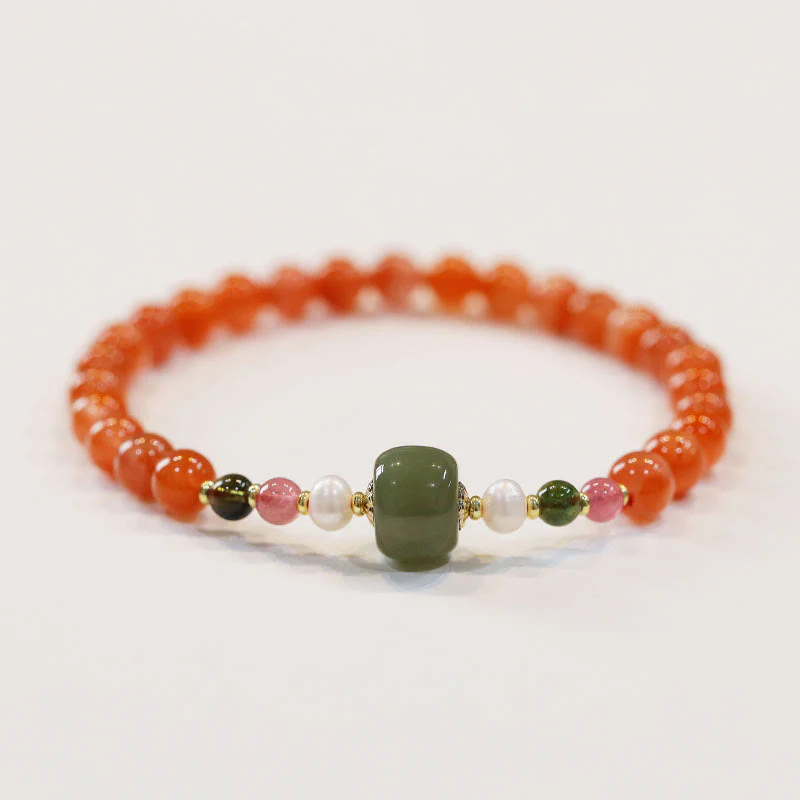 Braccialetto di fiducia e calma in agata rossa naturale Buddha Stones Hetian Jade Bead - Image 4