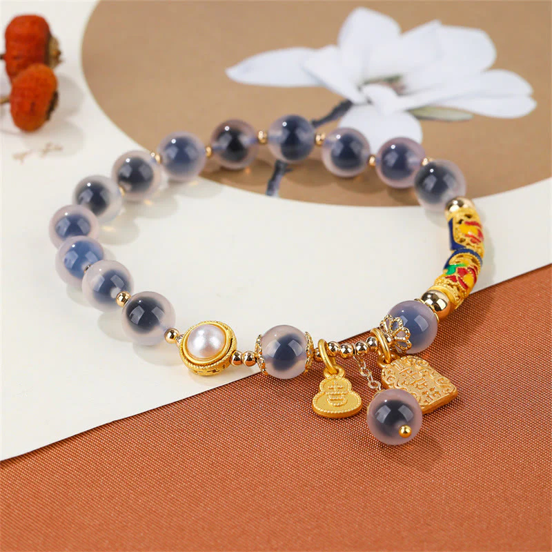 Braccialetto di forza con amuleto in agata blu caramella naturale Buddha Stones - Image 5