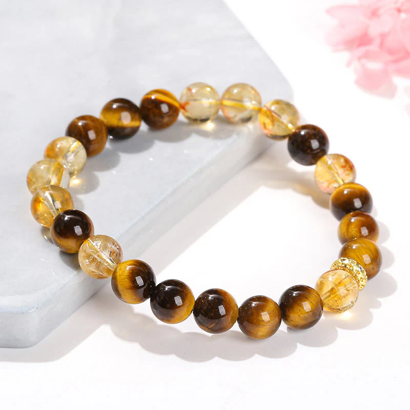 Braccialetto di forza con perle di citrino occhio di tigre naturale Buddha Stones - Image 10