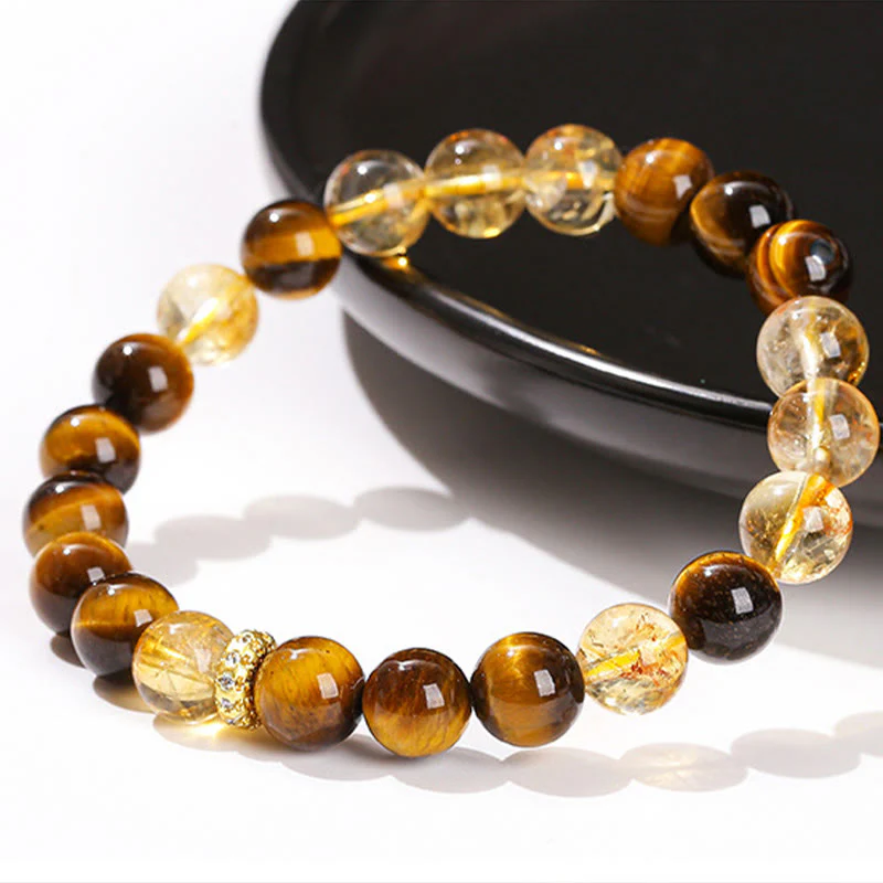 Braccialetto di forza con perle di citrino occhio di tigre naturale Buddha Stones - Image 12