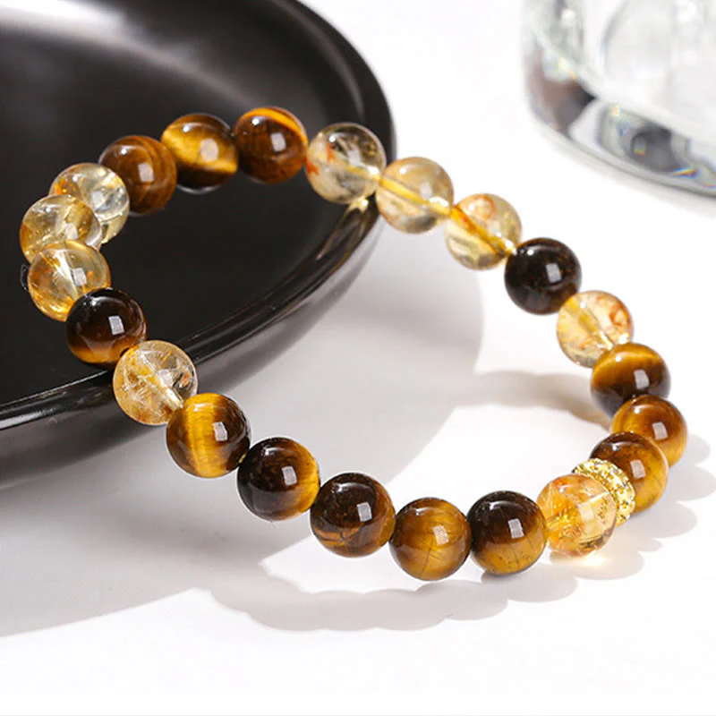 Braccialetto di forza con perle di citrino occhio di tigre naturale Buddha Stones - Image 3