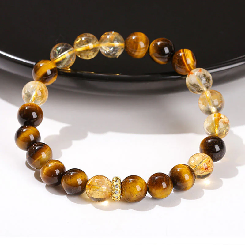 Braccialetto di forza con perle di citrino occhio di tigre naturale Buddha Stones - Image 4