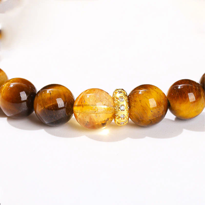 Braccialetto di forza con perle di citrino occhio di tigre naturale Buddha Stones - Image 8