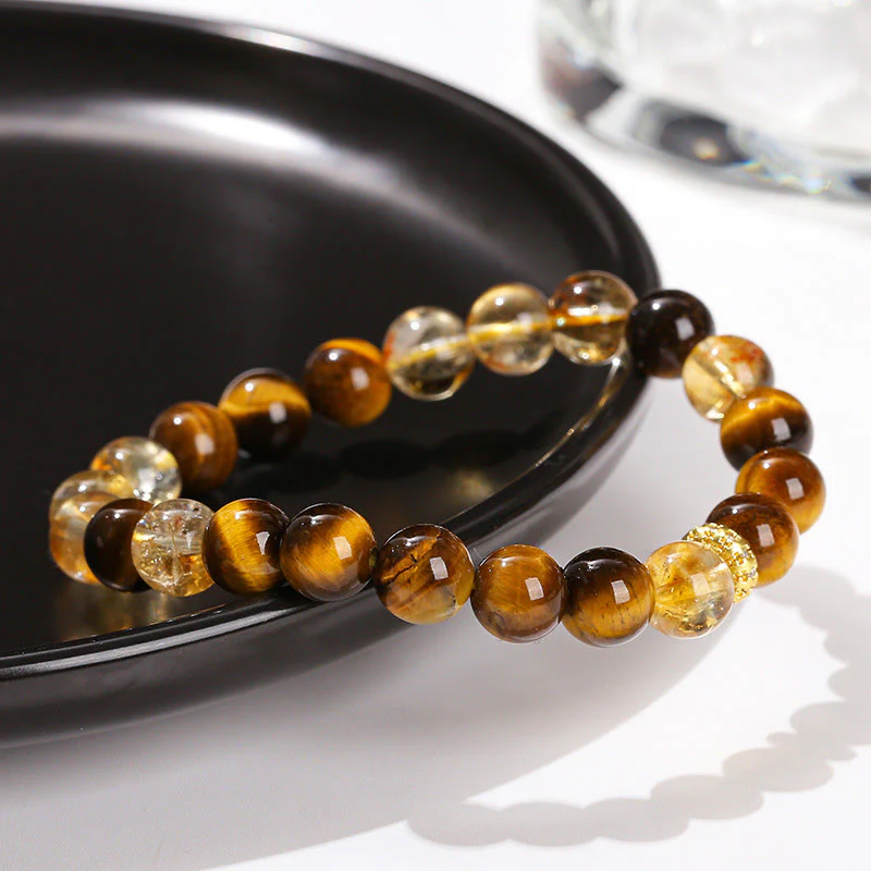 Braccialetto di forza con perle di citrino occhio di tigre naturale Buddha Stones - Image 9